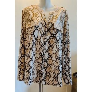 Calvin Klein Snake Blouse in Pink, Brown & White